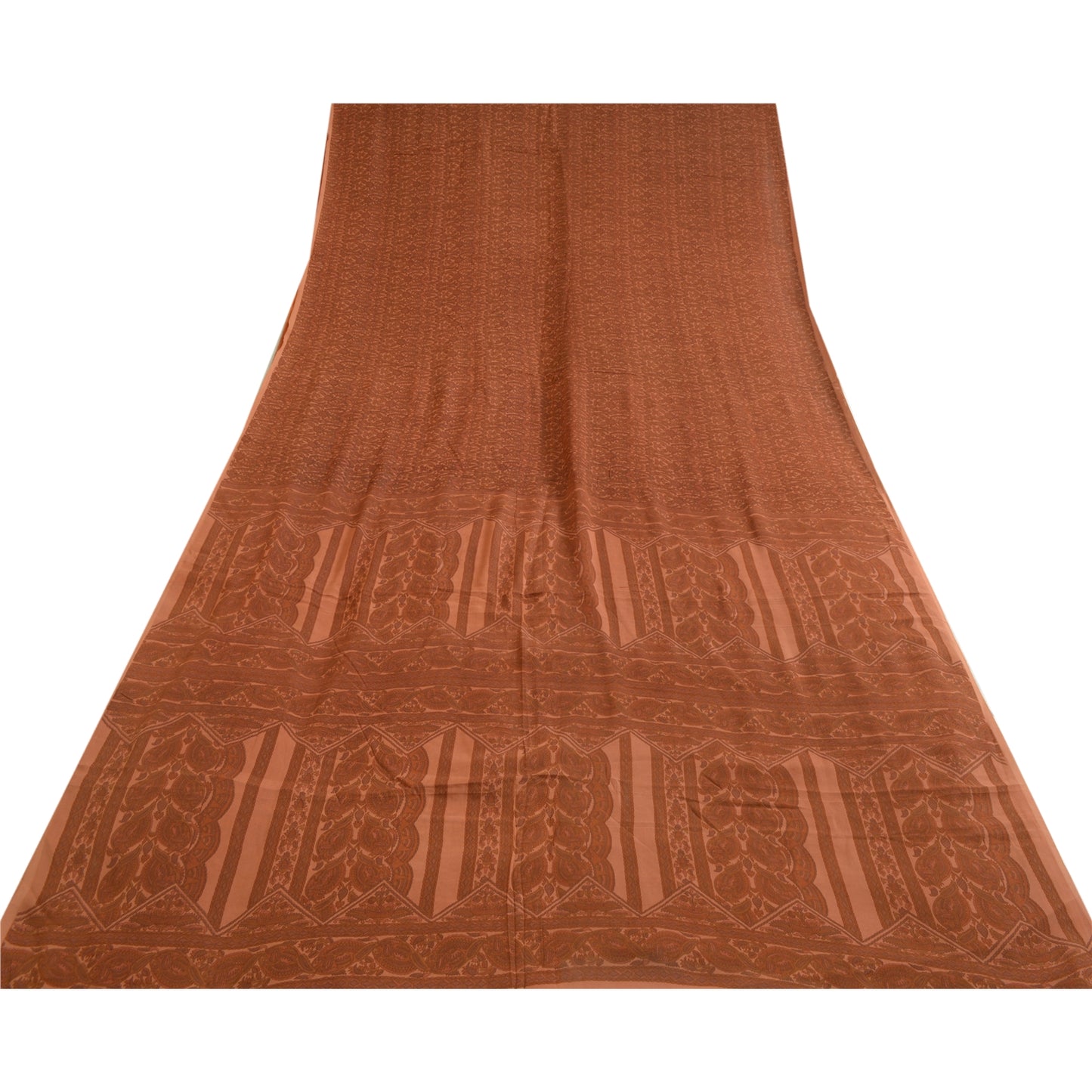 Санскритские винтажные сари коричневые чистый шелк сари с цветочным принтом 5 ярдов ткань для рукоделия из экологически чистой ткани