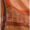 Sanskriti Vintage Sarees Peach/Orange Pure Silk Printed Sari 5yd Craft Sustainable Fabric