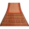 Sanskriti Vintage Sarees Peach/Orange Pure Silk Printed Sari 5yd Craft Sustainable Fabric