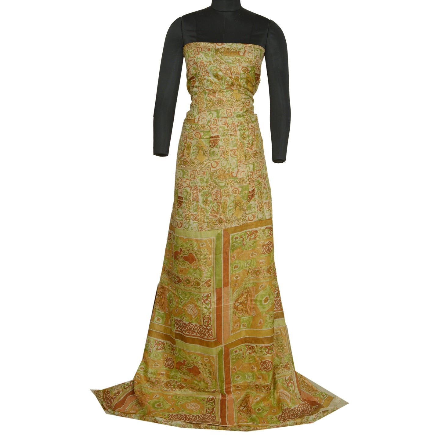 Sanskriti Vintage Sarees Multi Indian 100% Pure Silk Printed Sari Craft Sustainable Fabric