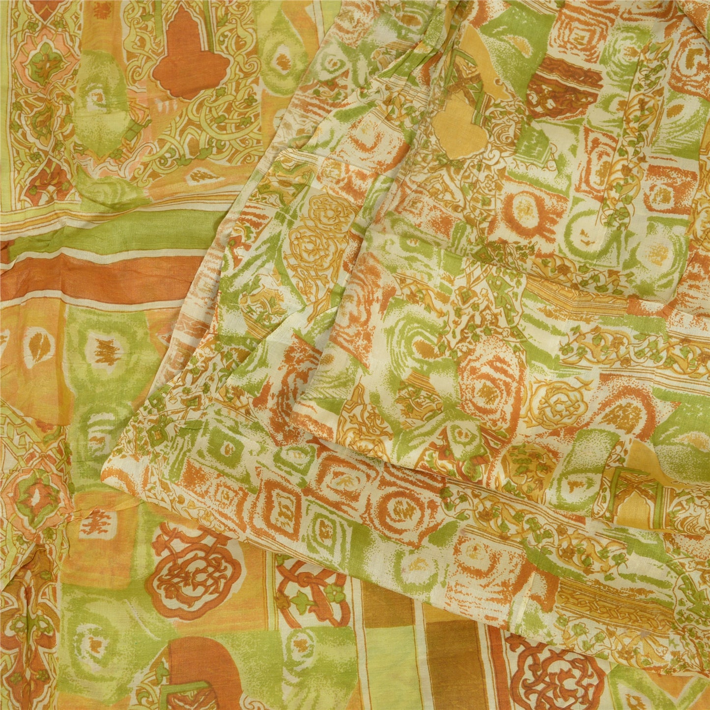 Sanskriti Vintage Sarees Multi Indian 100% Pure Silk Printed Sari Craft Sustainable Fabric