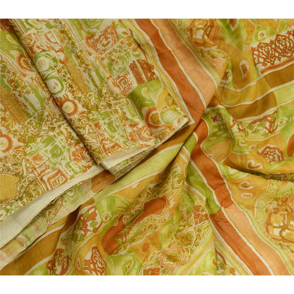 Sanskriti Vintage Sarees Multi Indian 100% Pure Silk Printed Sari Craft Sustainable Fabric