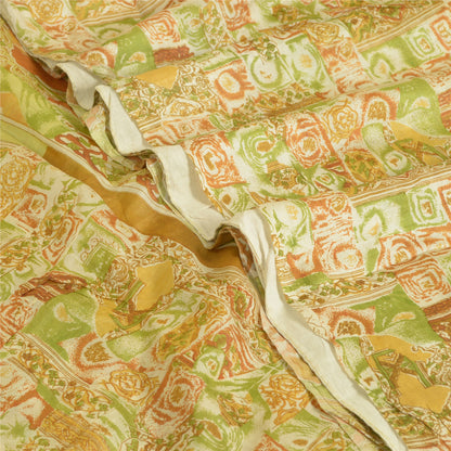 Sanskriti Vintage Sarees Multi Indian 100% Pure Silk Printed Sari Craft Sustainable Fabric