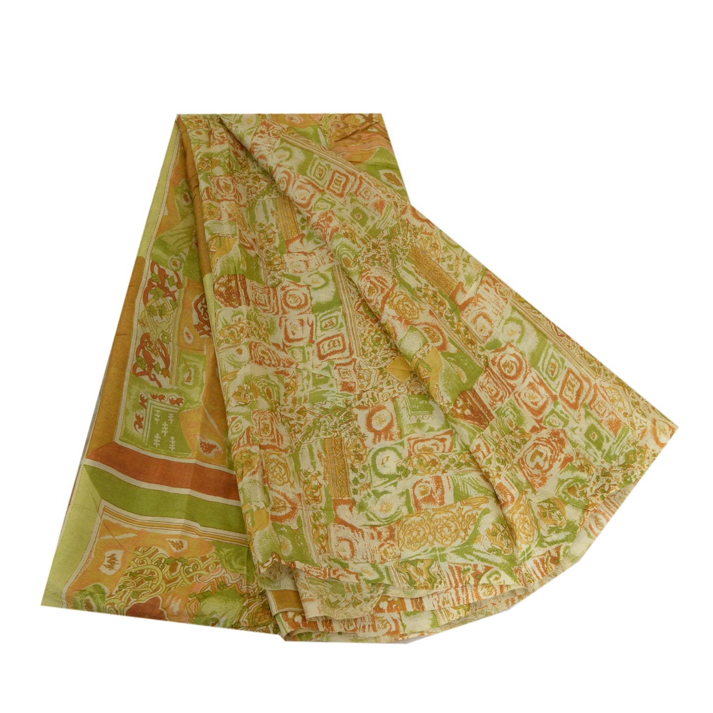 Sanskriti Vintage Sarees Multi Indian 100% Pure Silk Printed Sari Craft Sustainable Fabric