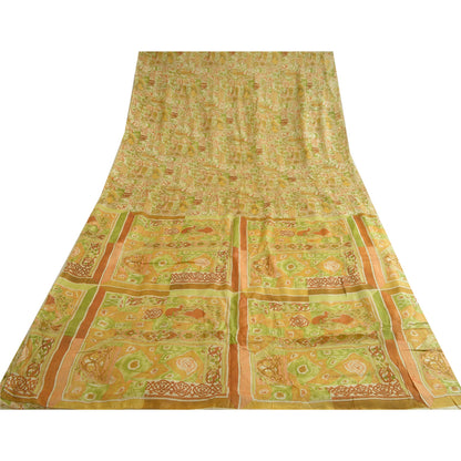Sanskriti Vintage Sarees Multi Indian 100% Pure Silk Printed Sari Craft Sustainable Fabric