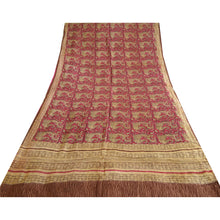 Load image into Gallery viewer, Sanskriti Vintage Sarees Pink Hand Block Printed Peacock Pure Silk Sari Fabric
