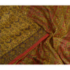 Sanskriti Vintage Sarees Heena-Green Pure Silk Printed Sari Floral Craft Sustainable Fabric