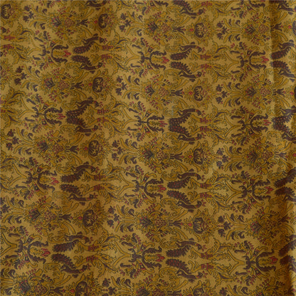 Sanskriti Vintage Sarees Heena-Green Pure Silk Printed Sari Floral Craft Sustainable Fabric