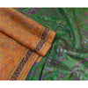 Сари Sanskriti Vintage, оранжевое/зеленое, чистый шелк, напечатанное сари, мягкая, рукодельная, устойчивая ткань
