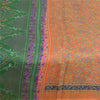 Сари Sanskriti Vintage, оранжевое/зеленое, чистый шелк, напечатанное сари, мягкая, рукодельная, устойчивая ткань