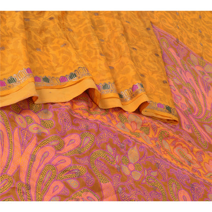 Sanskriti Vintage Sarees Pure Silk 5yd Quilting Felting Craft Sustainable Fabric Print Sari