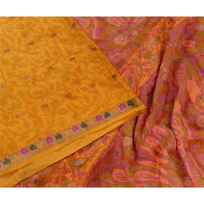 Sanskriti Vintage Sarees Pure Silk 5yd Quilting Felting Craft Sustainable Fabric Print Sari