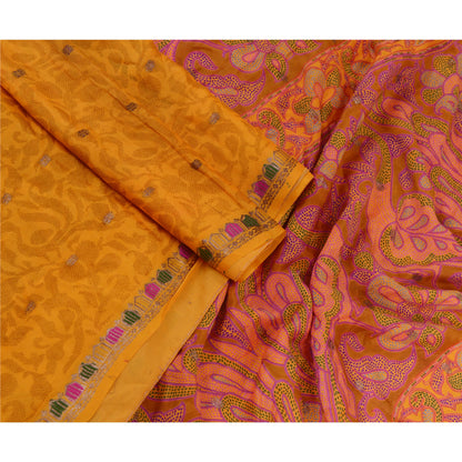 Sanskriti Vintage Sarees Pure Silk 5yd Quilting Felting Craft Sustainable Fabric Print Sari