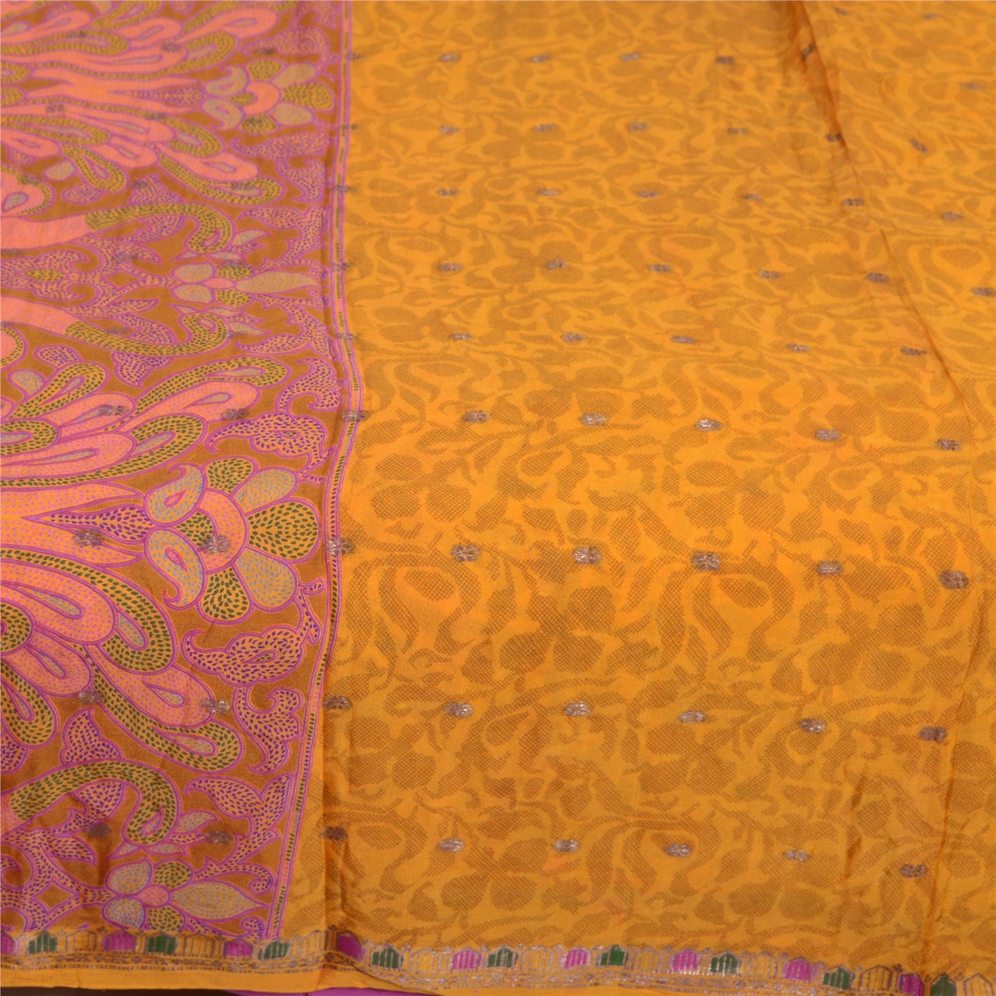 Sanskriti Vintage Sarees Pure Silk 5yd Quilting Felting Craft Sustainable Fabric Print Sari