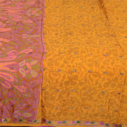Sanskriti Vintage Sarees Pure Silk 5yd Quilting Felting Craft Sustainable Fabric Print Sari