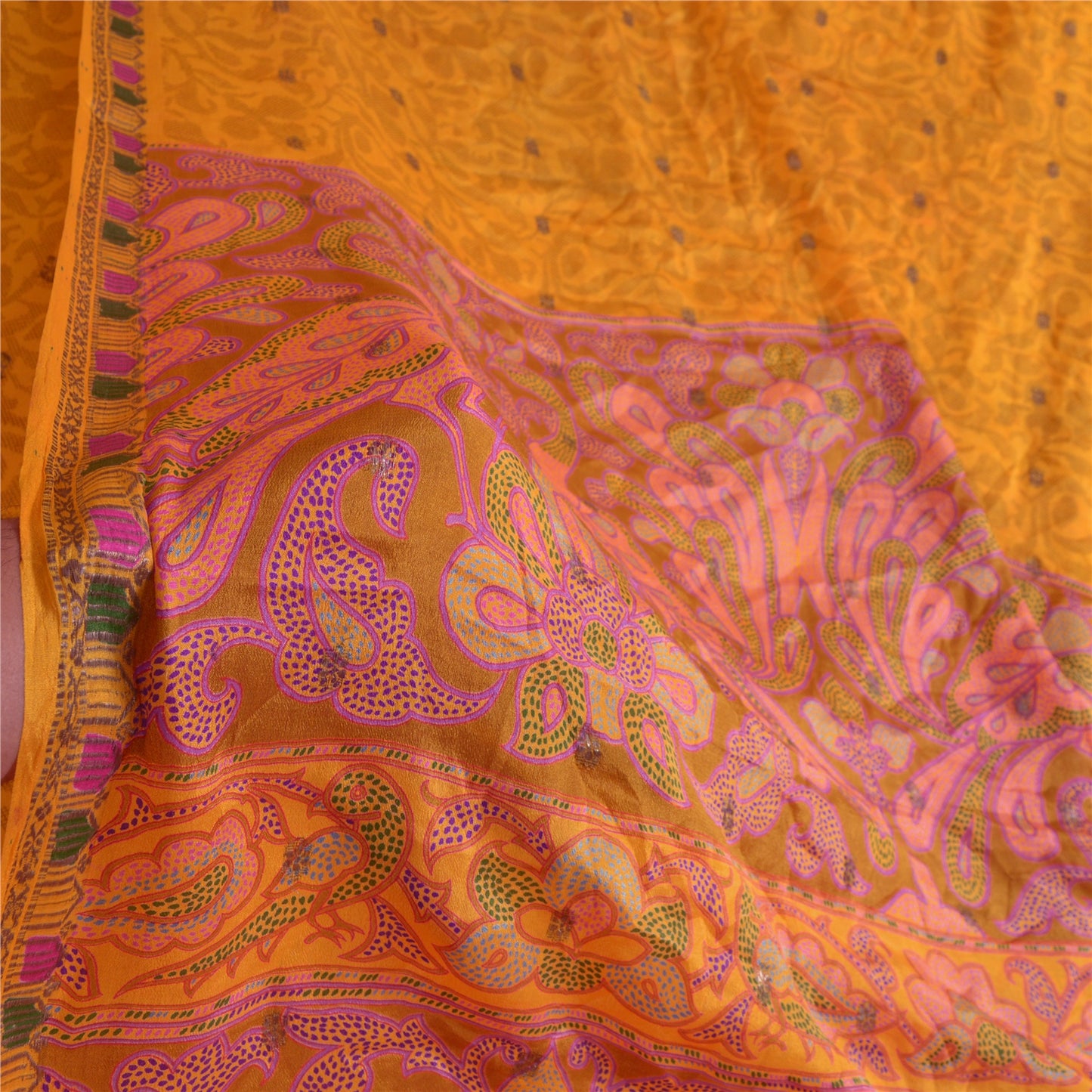 Sanskriti Vintage Sarees Pure Silk 5yd Quilting Felting Craft Sustainable Fabric Print Sari