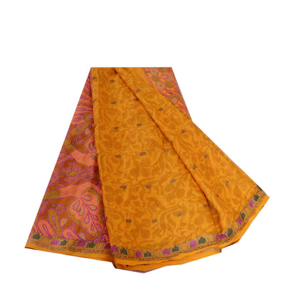 Sanskriti Vintage Sarees Pure Silk 5yd Quilting Felting Craft Sustainable Fabric Print Sari
