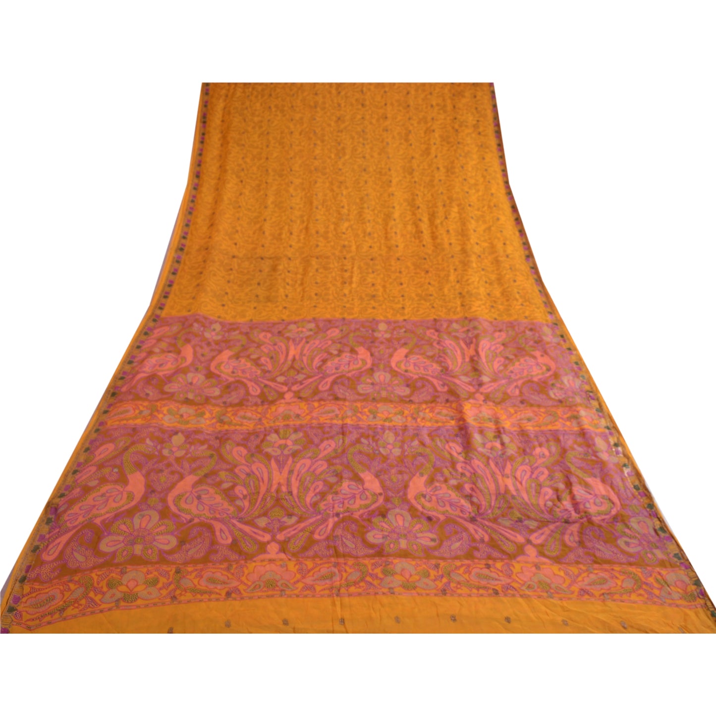 Sanskriti Vintage Sarees Pure Silk 5yd Quilting Felting Craft Sustainable Fabric Print Sari