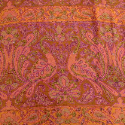 Sanskriti Vintage Sarees Pure Silk 5yd Quilting Felting Craft Sustainable Fabric Print Sari