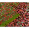 Sanskriti Vintage Sarees From India Green Pure Silk Print Sari 6yd Craft Sustainable Fabric