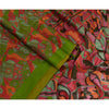 Sanskriti Vintage Sarees From India Green Pure Silk Print Sari 6yd Craft Sustainable Fabric
