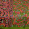 Sanskriti Vintage Sarees From India Green Pure Silk Print Sari 6yd Craft Sustainable Fabric