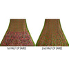 Sanskriti Vintage Sarees From India Green Pure Silk Print Sari 6yd Craft Sustainable Fabric