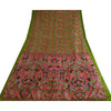 Sanskriti Vintage Sarees From India Green Pure Silk Print Sari 6yd Craft Sustainable Fabric