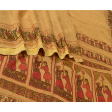 Load image into Gallery viewer, Sanskriti Vintage Sarees Saffron Pure Silk Printed Woven Sari 5yd Craft Fabric
