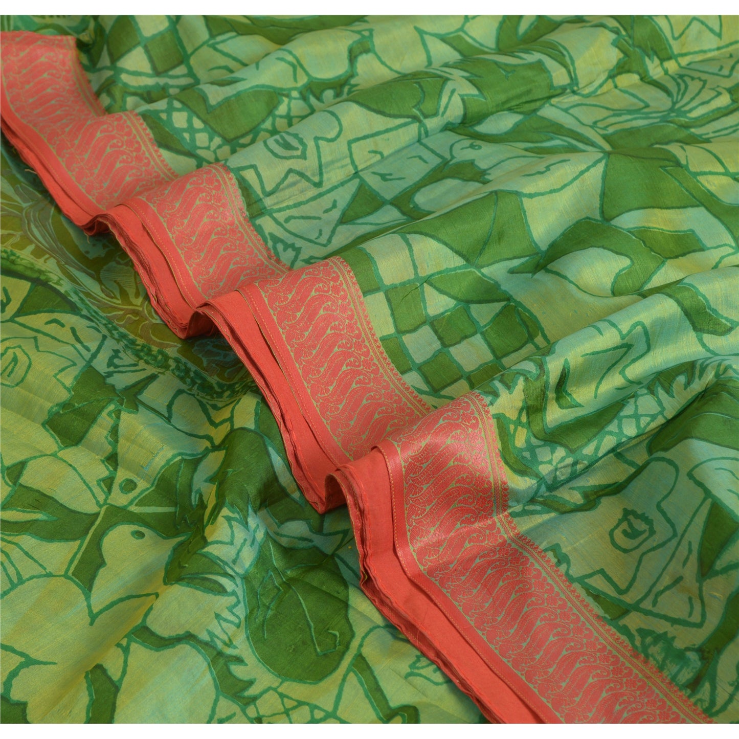 Sanskriti Vintage Sarees Pure Silk Quilting Felting Craft Sustainable Fabric Printed Sari