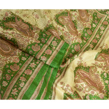 Load image into Gallery viewer, Sanskriti Vintage Sarees Indian Cream 100% Pure Silk Printed Sari Craft Fabric
