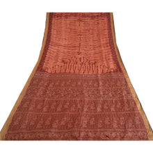 Load image into Gallery viewer, Sanskriti Vintage Peach/Dark Red Sarees 100% Pure Silk Printed Sari Craft Fabric
