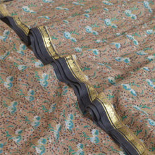 Load image into Gallery viewer, Sanskriti Vintage Brown/Black Sarees Pure Silk Printed Zari Border Sari Fabric
