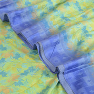 Sanskriti Vintage Sarees Indian Green/Blue Pure Silk Printed Sari Craft Fabric