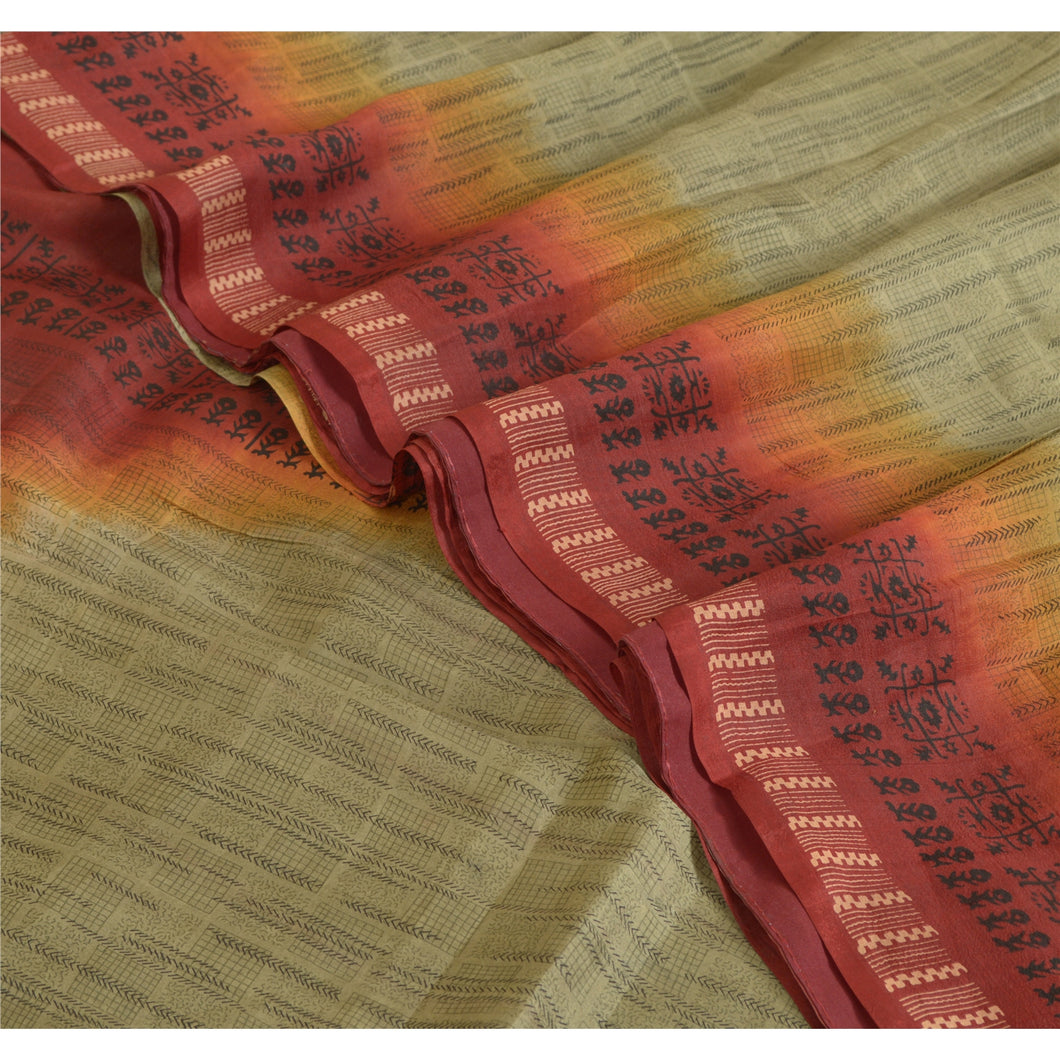 Sanskriti Vintage Sarees Print Quilting Felting Craft Fabric Pure Silk Sari