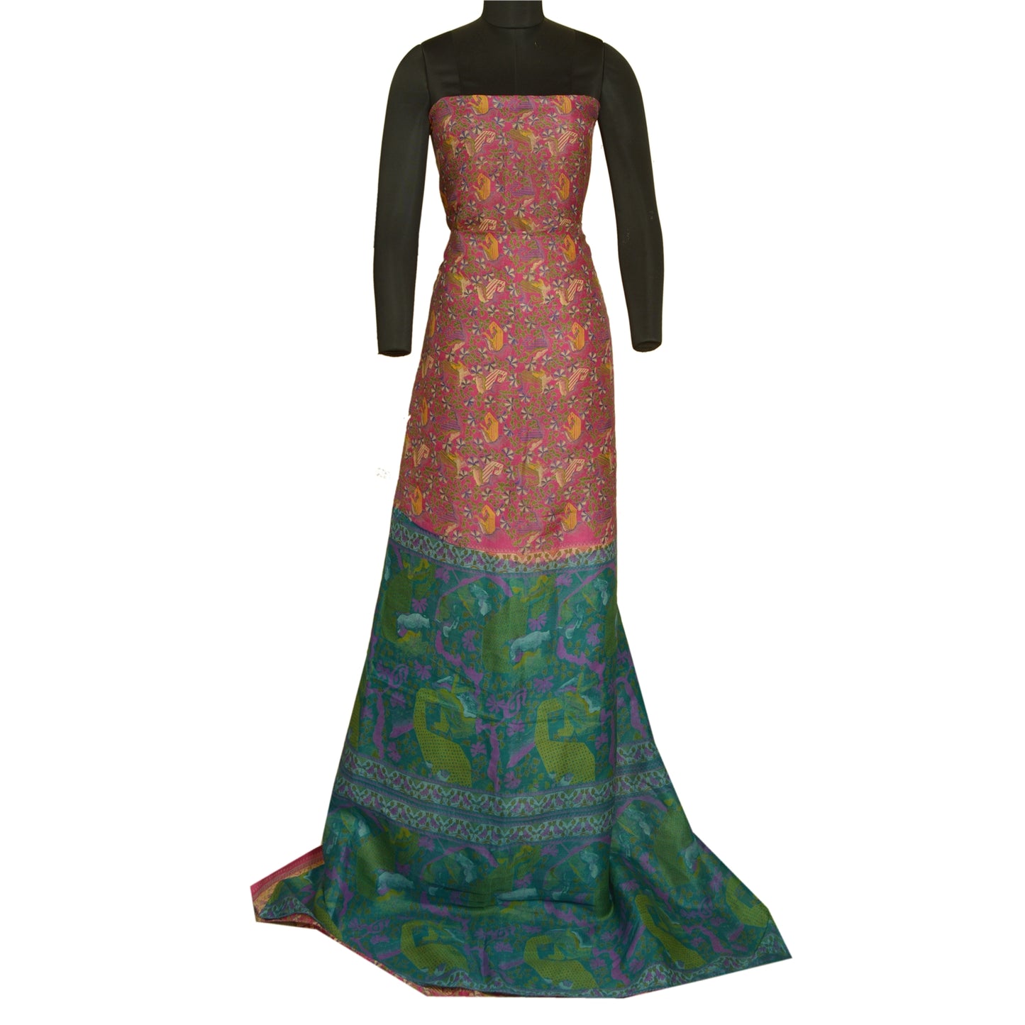 Sanskriti Vintage Sarees Pink 100% Pure Silk Sari Printed Soft 5yd Craft Sustainable Fabric