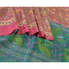 Sanskriti Vintage Sarees Pink 100% Pure Silk Sari Printed Soft 5yd Craft Sustainable Fabric