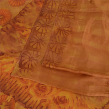 Load image into Gallery viewer, Sanskriti Vintage Sarees Indian Brown 100% Pure Silk Sari Printed Craft Fabric
