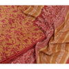 Sanskriti Vintage Sarees Red/Heena-Green Pure Silk Sari Printed 5yd Craft Sustainable Fabric