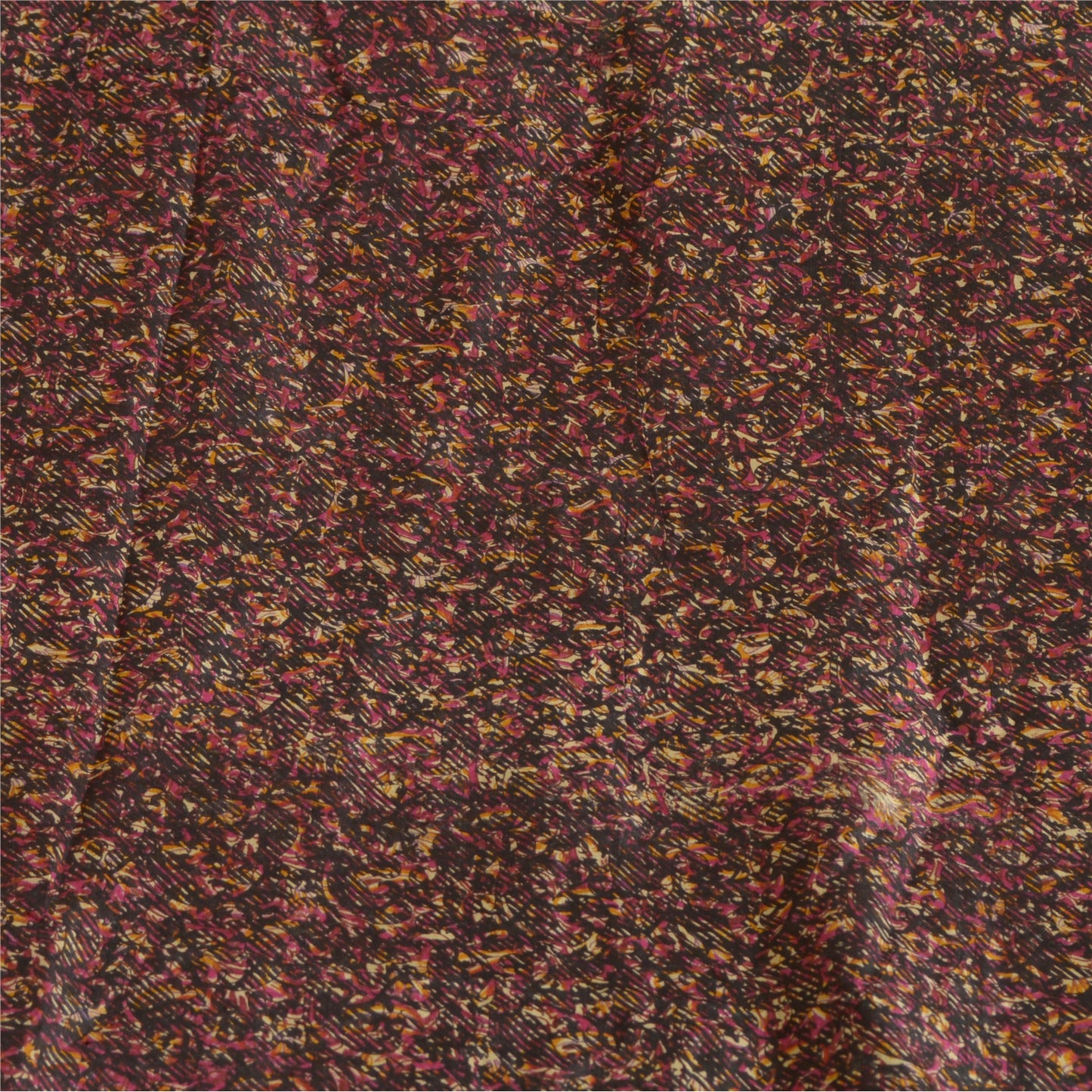 Sanskriti Vintage Sarees Indian Brown Pure Silk Sari Printed Floral Craft Sustainable Fabric