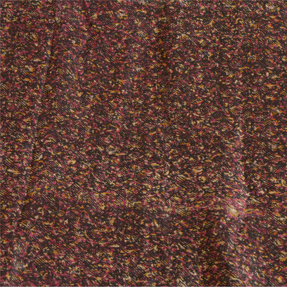 Sanskriti Vintage Sarees Indian Brown Pure Silk Sari Printed Floral Craft Sustainable Fabric