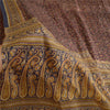 Sanskriti Vintage Sarees Indian Brown Pure Silk Sari Printed Floral Craft Sustainable Fabric