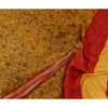 Sanskriti Vintage Sarees Yellow Zari Border Pure Silk Sari Printed Craft Sustainable Fabric