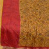 Sanskriti Vintage Sarees Yellow Zari Border Pure Silk Sari Printed Craft Sustainable Fabric