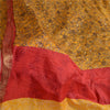 Sanskriti Vintage Sarees Yellow Zari Border Pure Silk Sari Printed Craft Sustainable Fabric