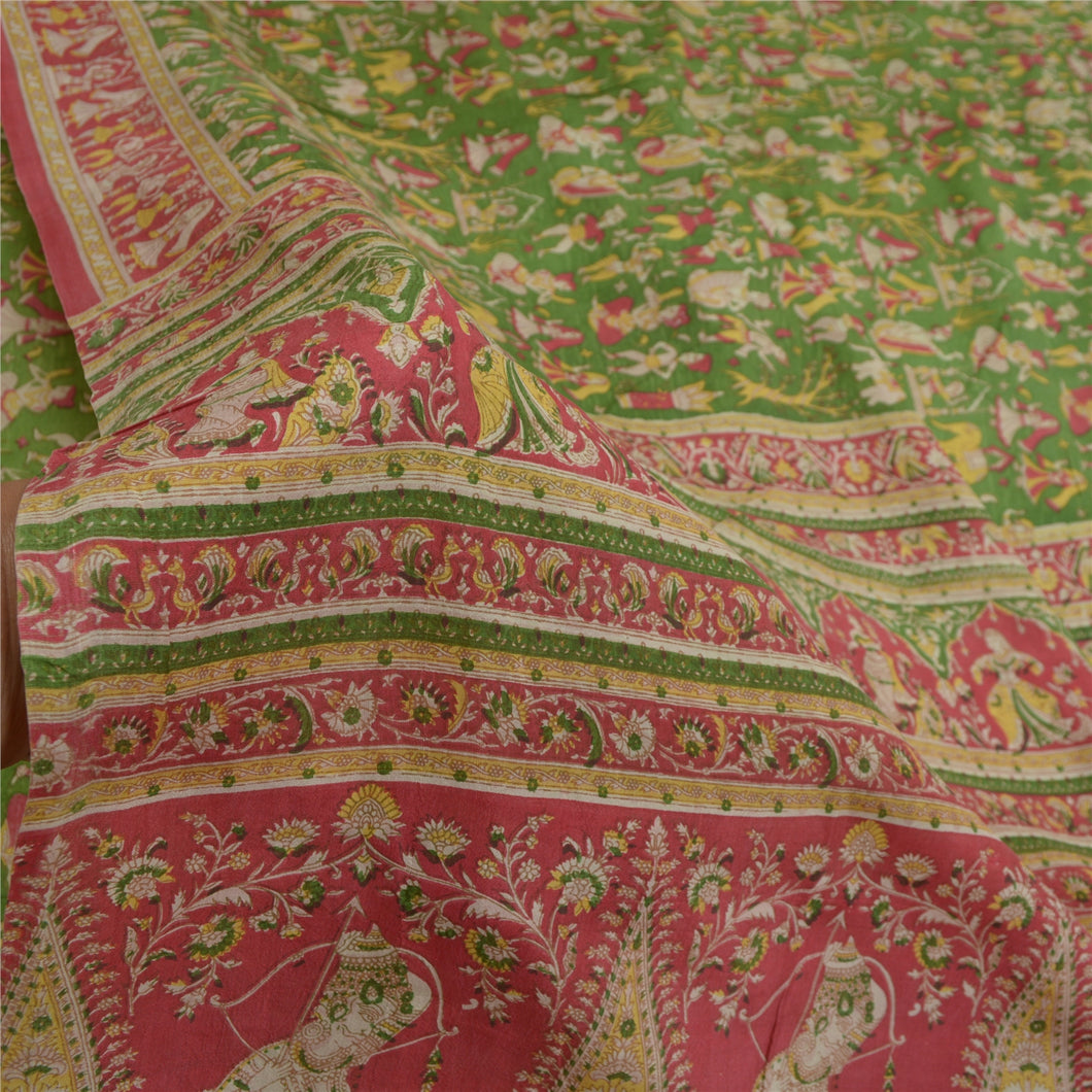 Sanskriti Vintage Sarees 5yd Print Quilting Felting Craft Fabric Pure Silk Sari