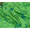 Sanskriti Vintage Sarees Green Pure Silk Human Face Printed Sari Craft Sustainable Fabric