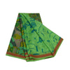 Sanskriti Vintage Sarees Green Pure Silk Human Face Printed Sari Craft Sustainable Fabric