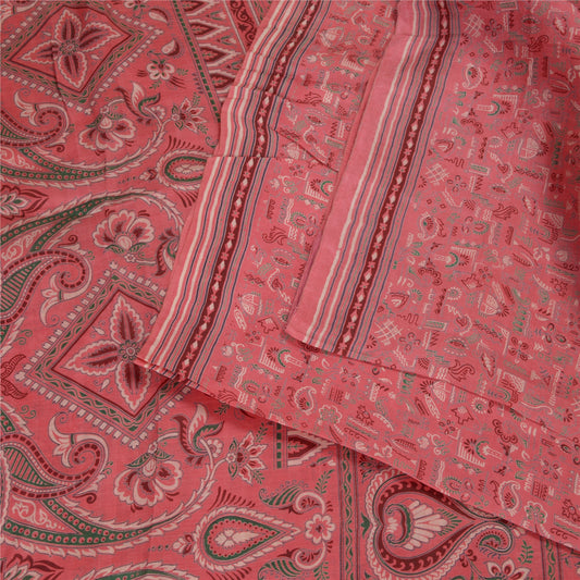 Санскритские винтажные сари из розового чистого шелка, стеганое валяние, рукоделие, устойчивая ткань, принт, сари