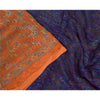 Sanskriti Vintage Sarees Indian Orange Pure Silk Printed Sari 5yd Craft Sustainable Fabric